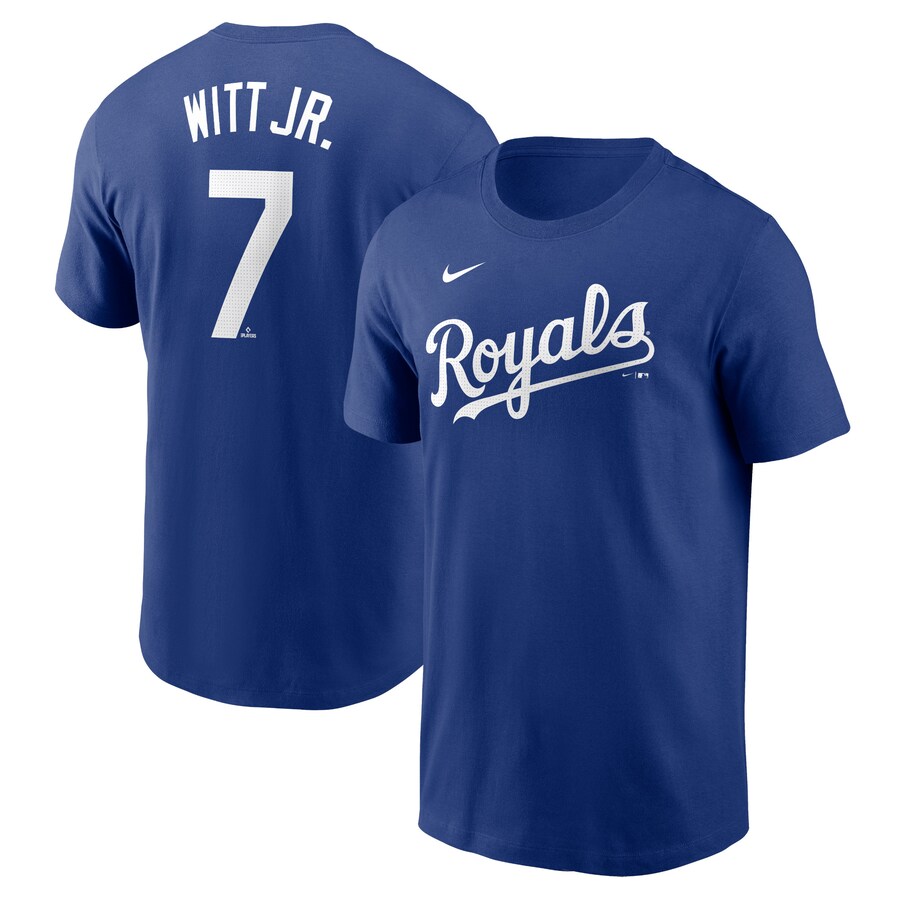 Men's Kansas City Royals Bobby Witt Jr. Nike Royal Fuse Name & Number T-Shirt