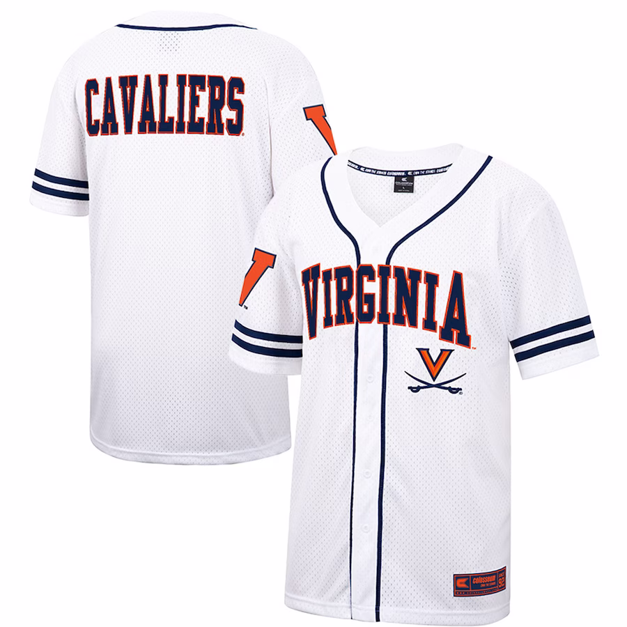 Virginia Cavaliers Colosseum Free Spirited Mesh Button-Up Baseball Jersey - White