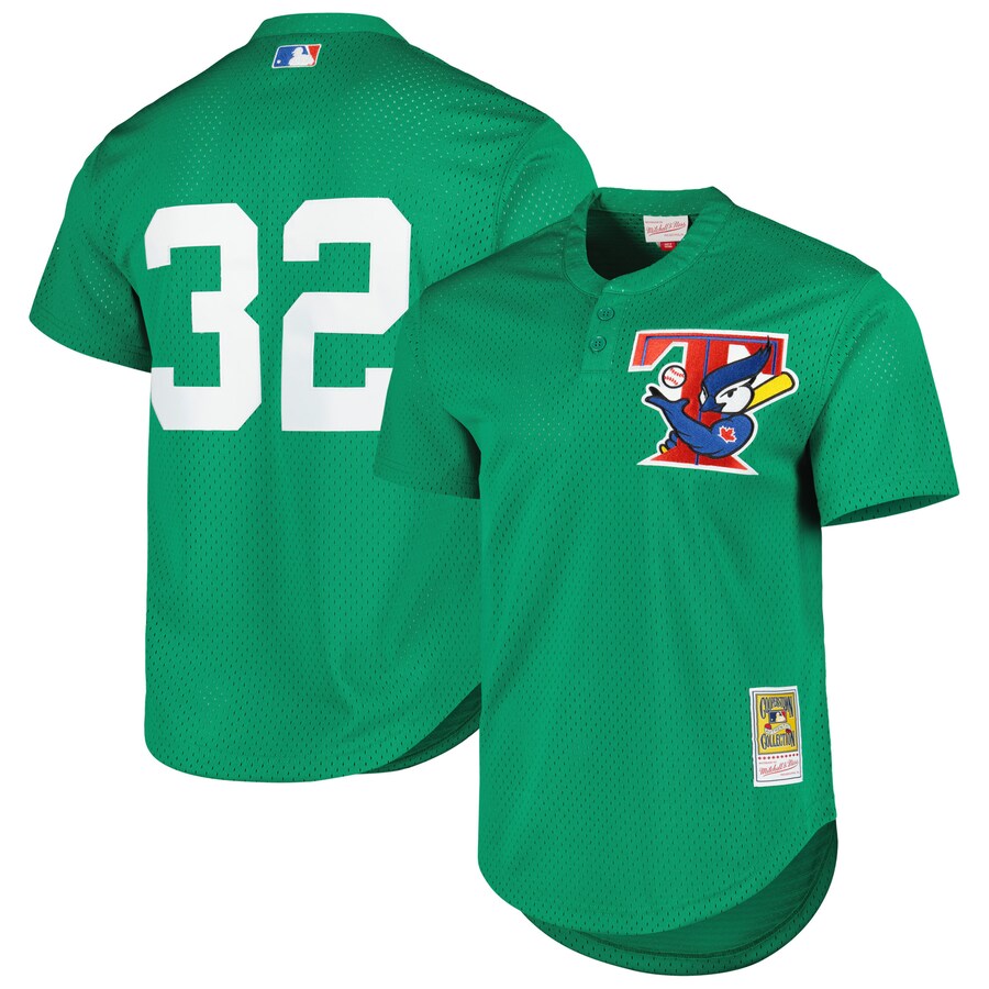 Men's Toronto Blue Jays  Mitchell & Ness Green Cooperstown Collection Mesh Batting Practice Jersey