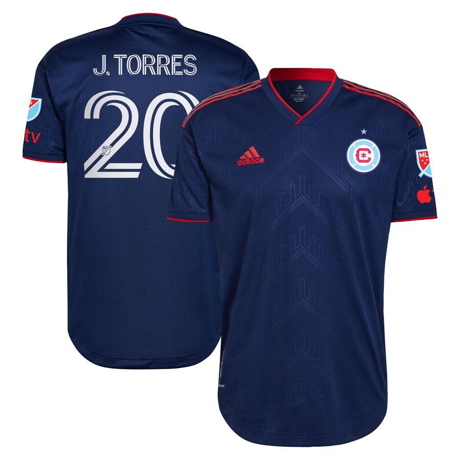 Men's Chicago Fire Jairo Torres adidas Blue 2023 Water Tower Kit Authentic Player Jersey