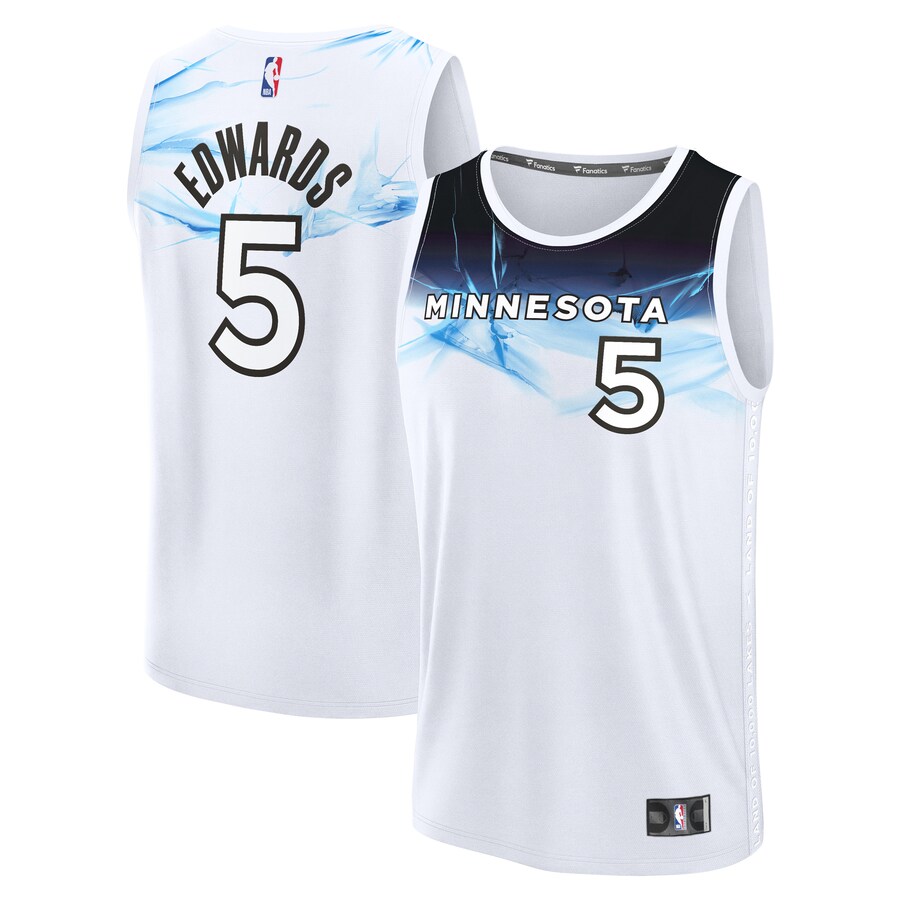 Men's Minnesota Timberwolves Anthony Edwards Fanatics White 2024/25 Fast Break Player Jersey - City Edition