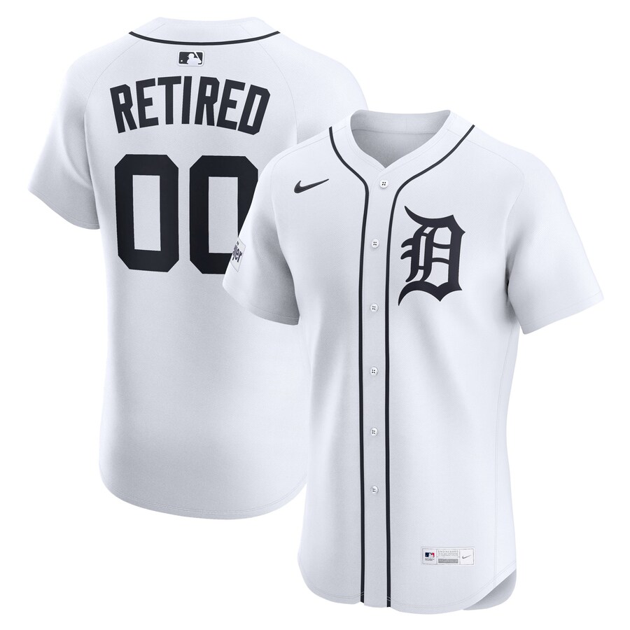 Men's Detroit Tigers Nike White Home Elite Sponsor Patch Pick-A-Player Retired Roster Jersey