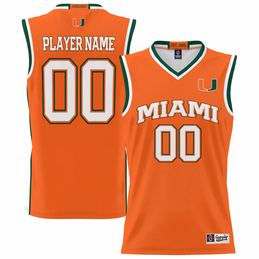 Miami Hurricanes GameDay Greats Youth NIL Pick-A-Player Lightweight Basketball Jersey - Orange