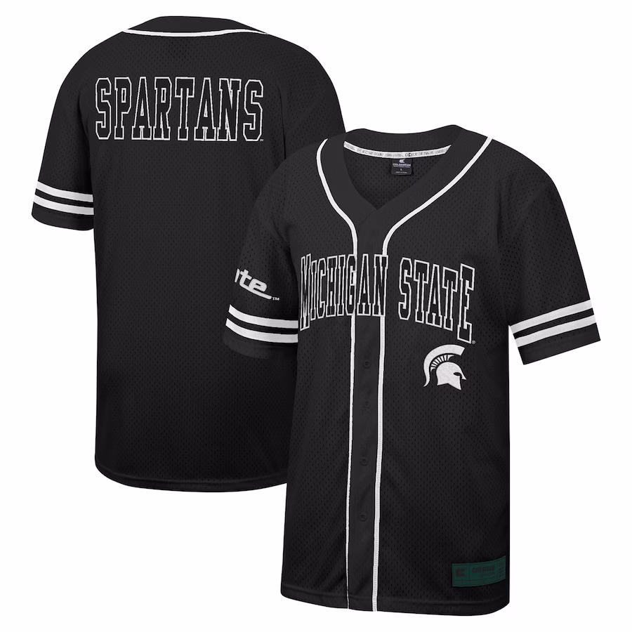 Michigan State Spartans Colosseum Free Spirited Mesh Button-Up Baseball Jersey - Black
