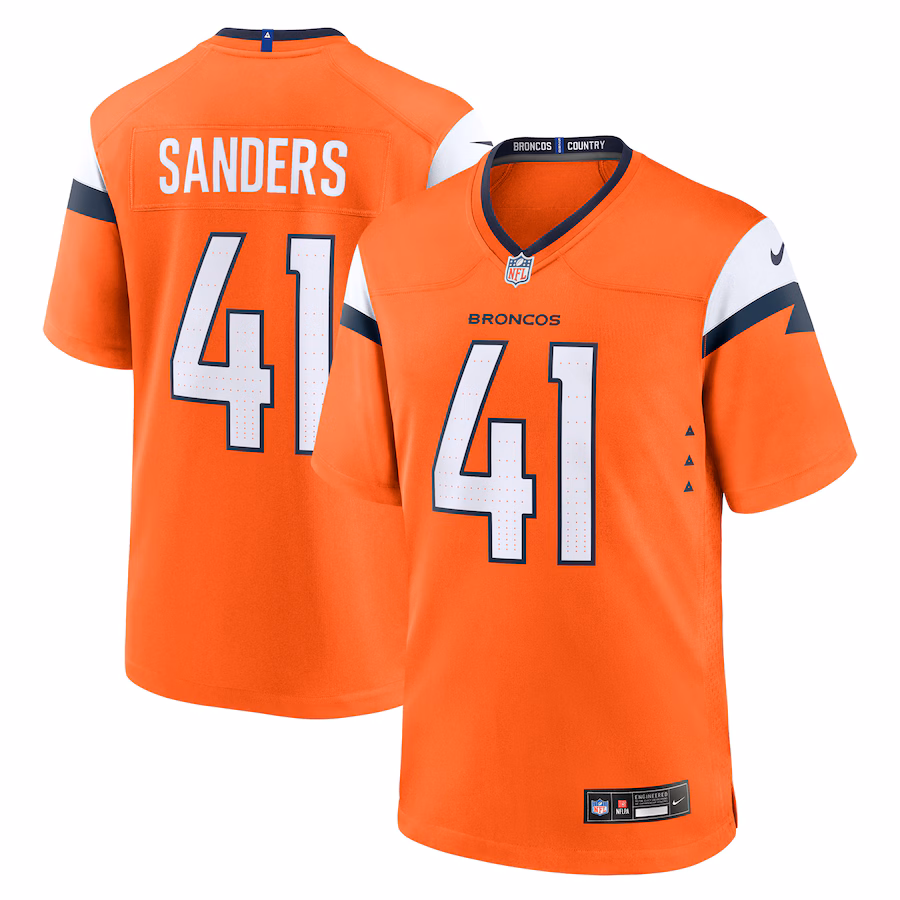 Men's Denver Broncos Drew Sanders Nike Orange Team Game Jersey