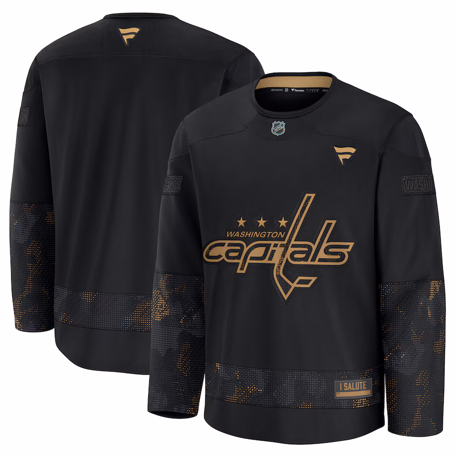 Men's Washington Capitals Fanatics Black 2024 Military Appreciation Practice Jersey