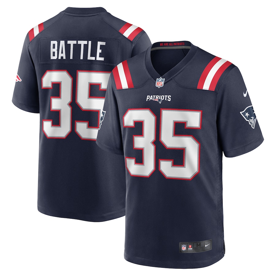 Men's New England Patriots Miles Battle Nike Navy Game Jersey