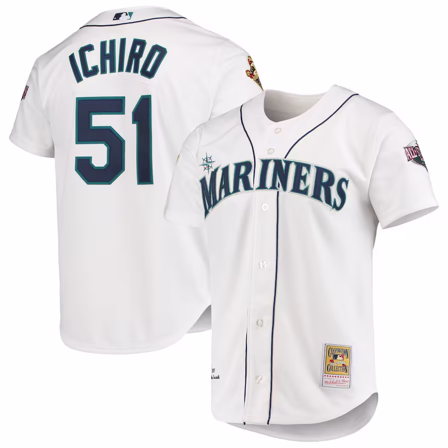 Men's Seattle Mariners Ichiro Suzuki Mitchell & Ness White 2001 MLB All-Star Game Cooperstown Collection Authentic Jersey