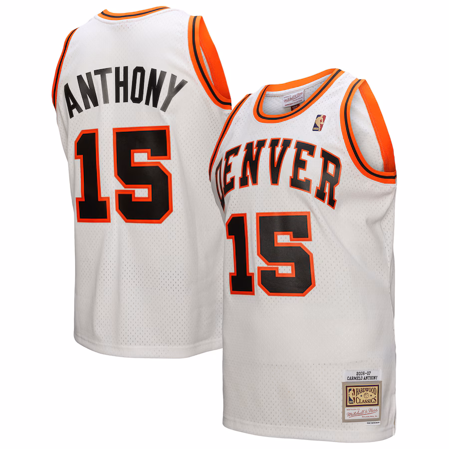 Men's Denver Nuggets Carmelo Anthony Mitchell & Ness White 2006/07 Swingman Jersey