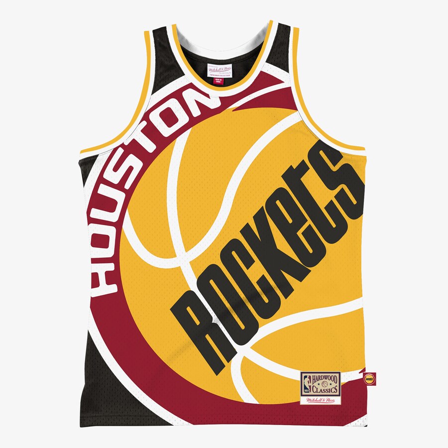 Men's Houston Rockets Mitchell & Ness Black Hardwood Classics Blown Out Fashion Jersey