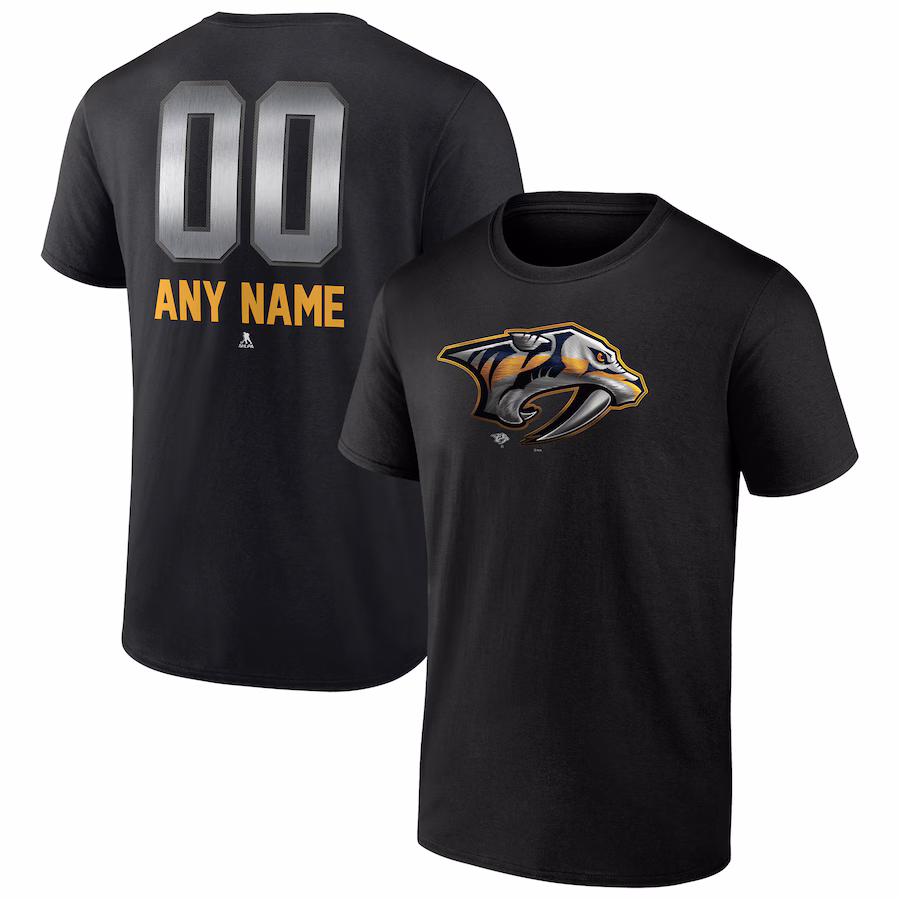 Men's Nashville Predators Black Personalized Midnight Mascot Logo T-Shirt