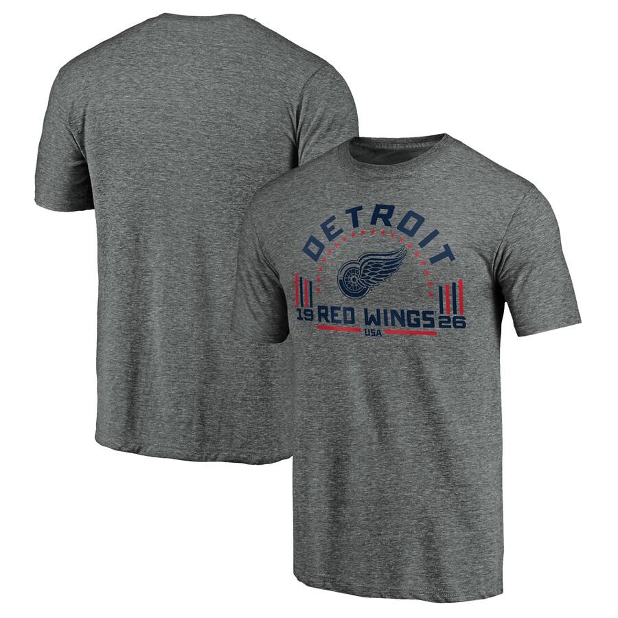 Men's Detroit Red Wings Heathered Gray Team Freedom Tri-Blend T-Shirt