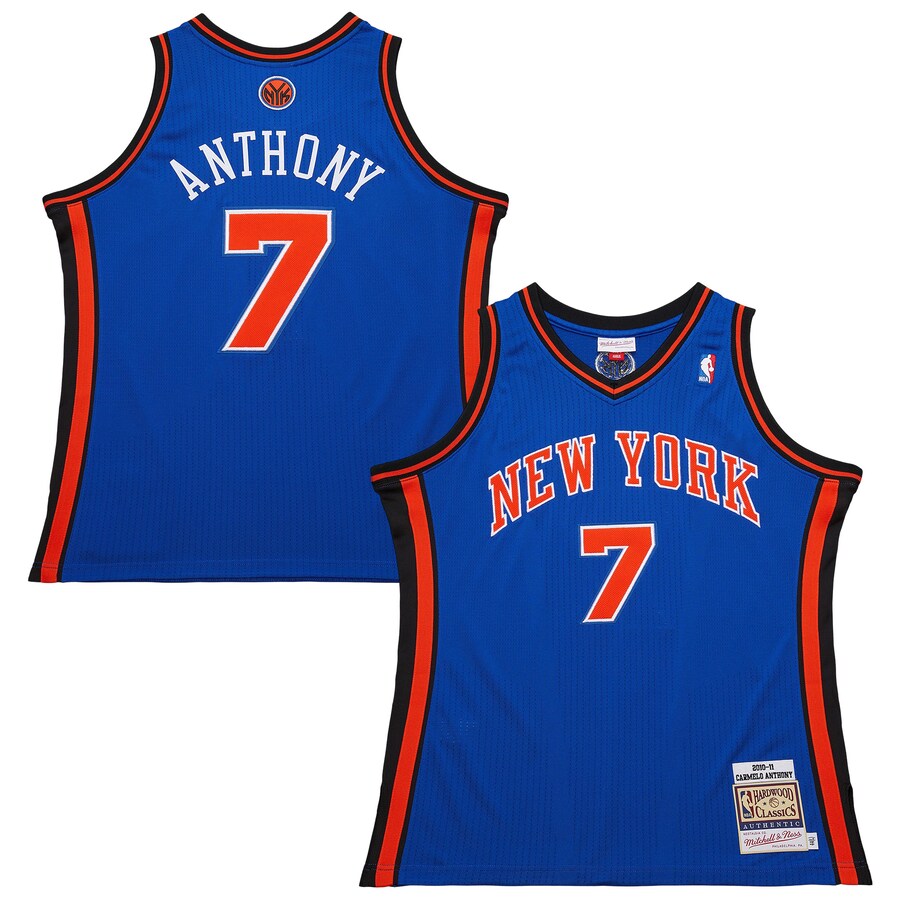Men's New York Knicks Carmelo Anthony Mitchell & Ness Blue 2010/11 Hardwood Classics Authentic Jersey