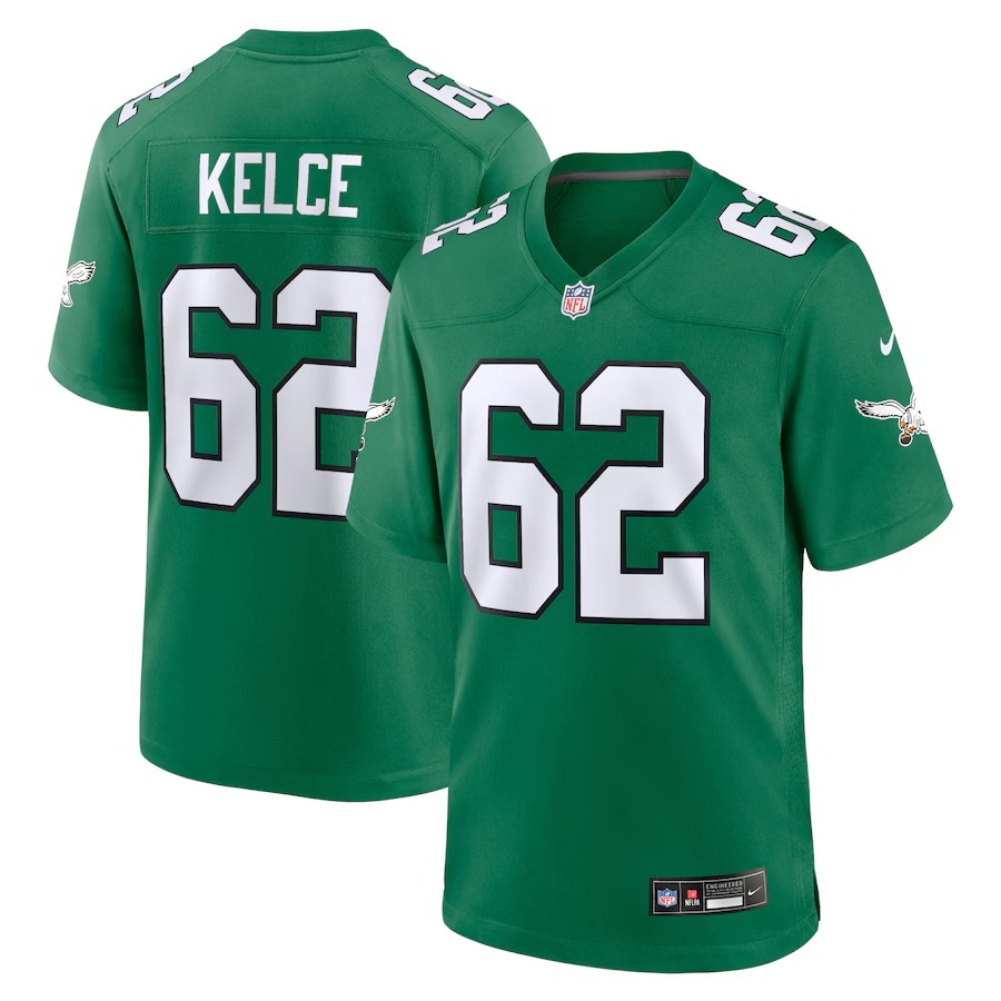 Men's Philadelphia Eagles Jason Kelce Nike Kelly Green Alternate Game Player Jersey