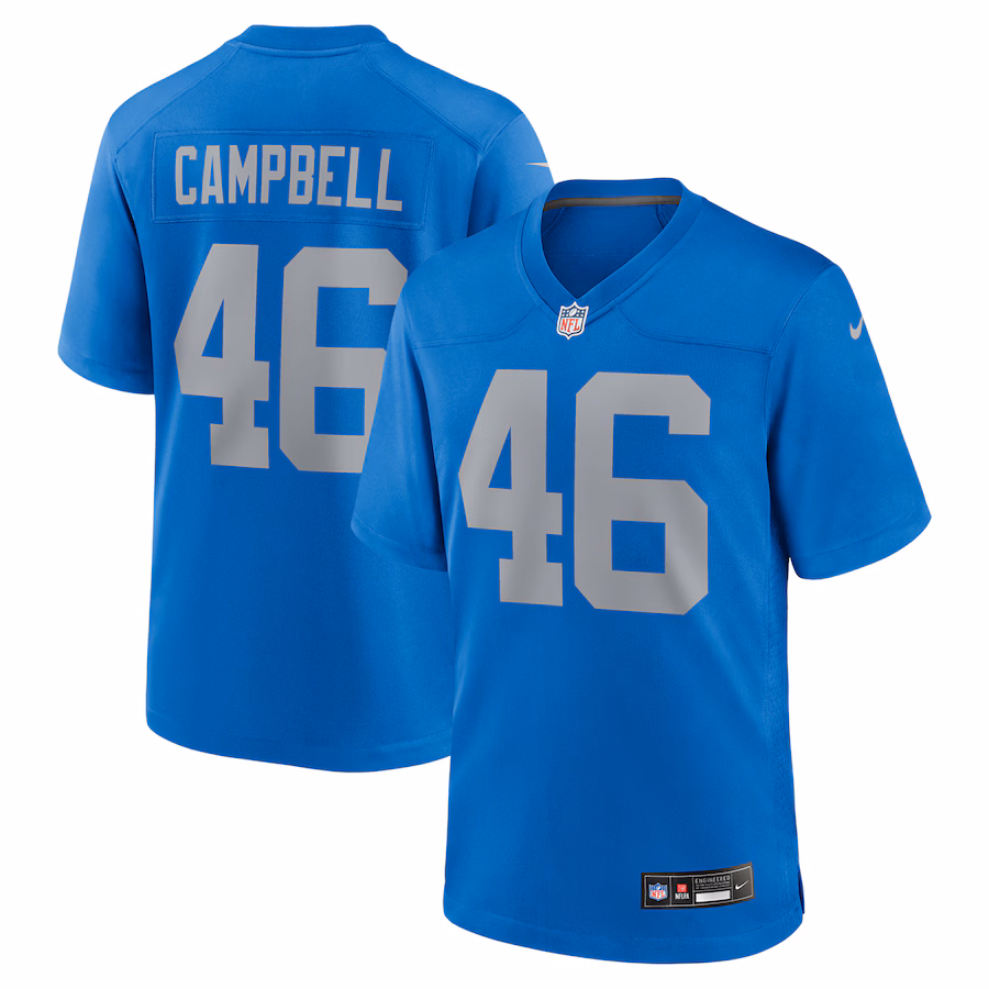 Men's Detroit Lions Jack Campbell Nike Blue Alternate Game Jersey
