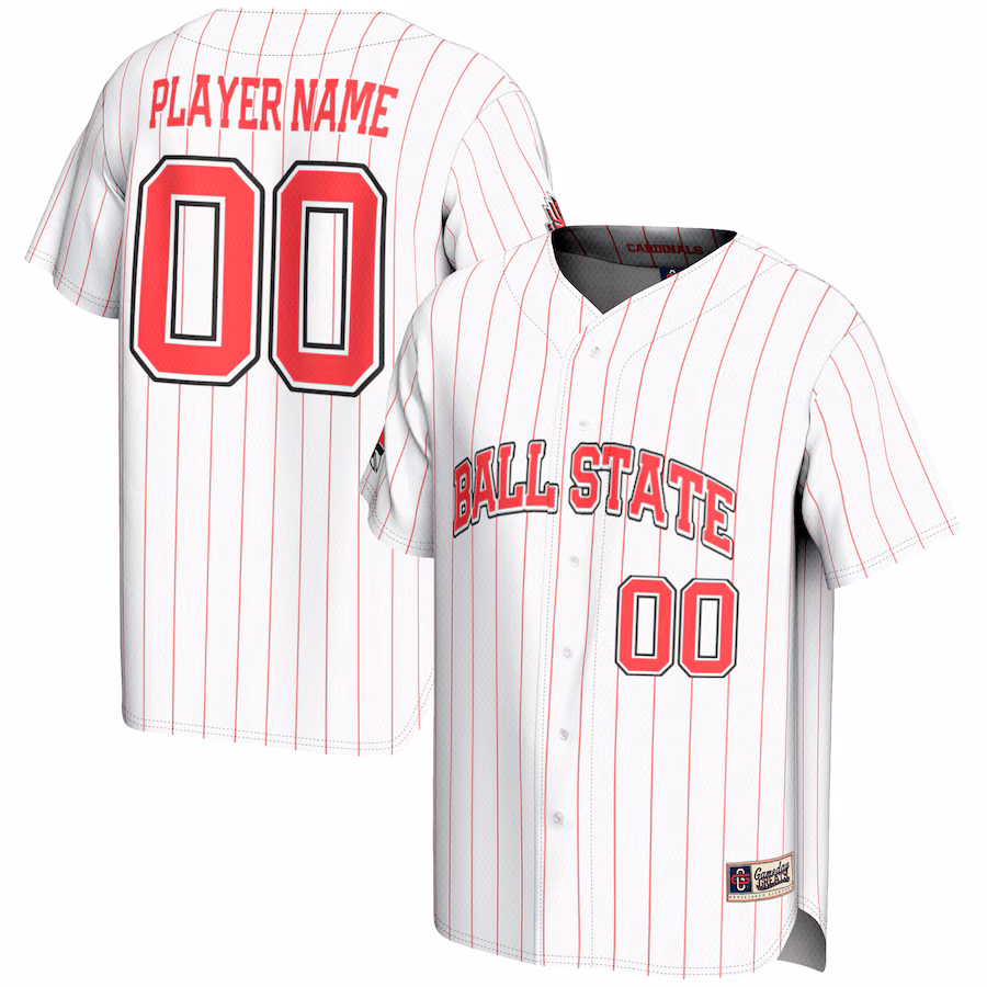 Ball State Cardinals GameDay Greats NIL Pick-A-Player Lightweight Baseball Jersey - White