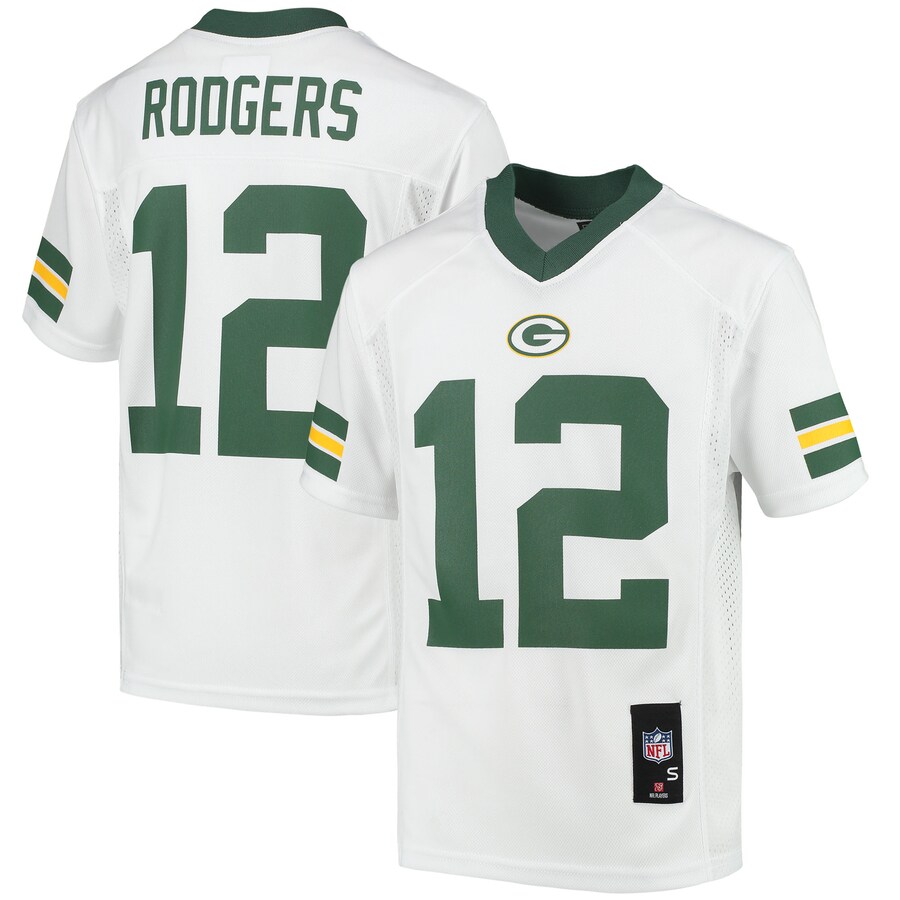 Youth Green Bay Packers Aaron Rodgers White Replica Player Jersey