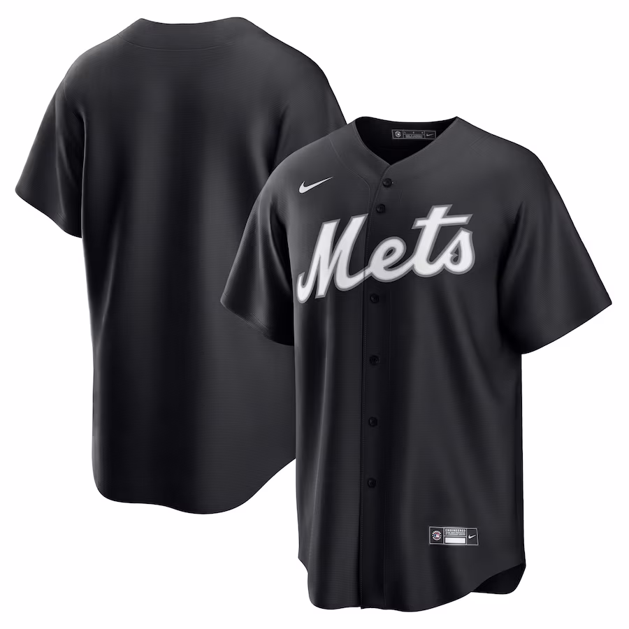 Men's New York Mets Nike Black/White Official Replica Jersey