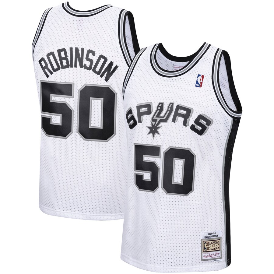 Men's San Antonio Spurs David Robinson Mitchell & Ness White 1998/99 Hardwood Classics Swingman Jersey