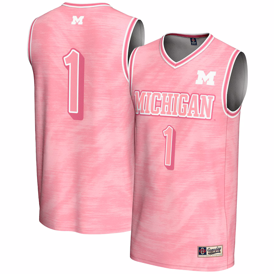 Unisex GameDay Greats #1 Pink Michigan Wolverines Lightweight Basketball Fashion Jersey