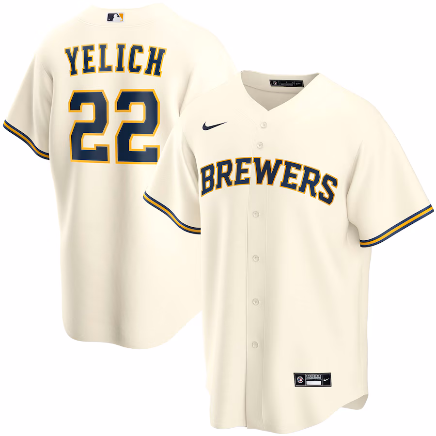Youth Milwaukee Brewers Christian Yelich Nike Cream Home Replica Player Jersey