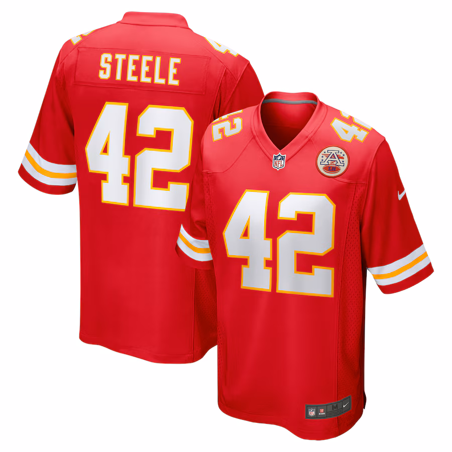 Men's Kansas City Chiefs Carson Steele Nike Red Game Jersey