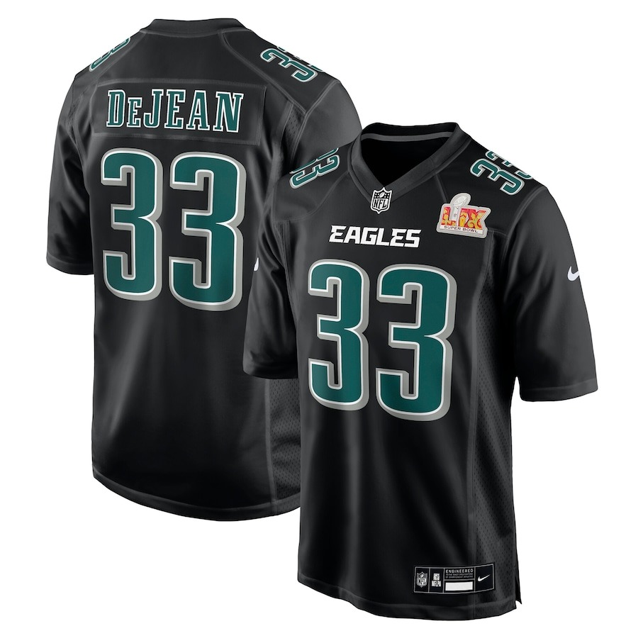 Men's Philadelphia Eagles Cooper DeJean Nike Carbon Black Super Bowl LIX Fashion Game Player Jersey
