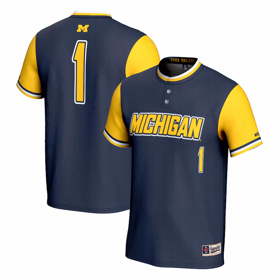 #1 Michigan Wolverines GameDay Greats Youth Lightweight Softball Jersey - Navy