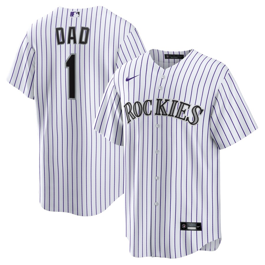Men's Colorado Rockies Nike White #1 Dad Home Replica Jersey