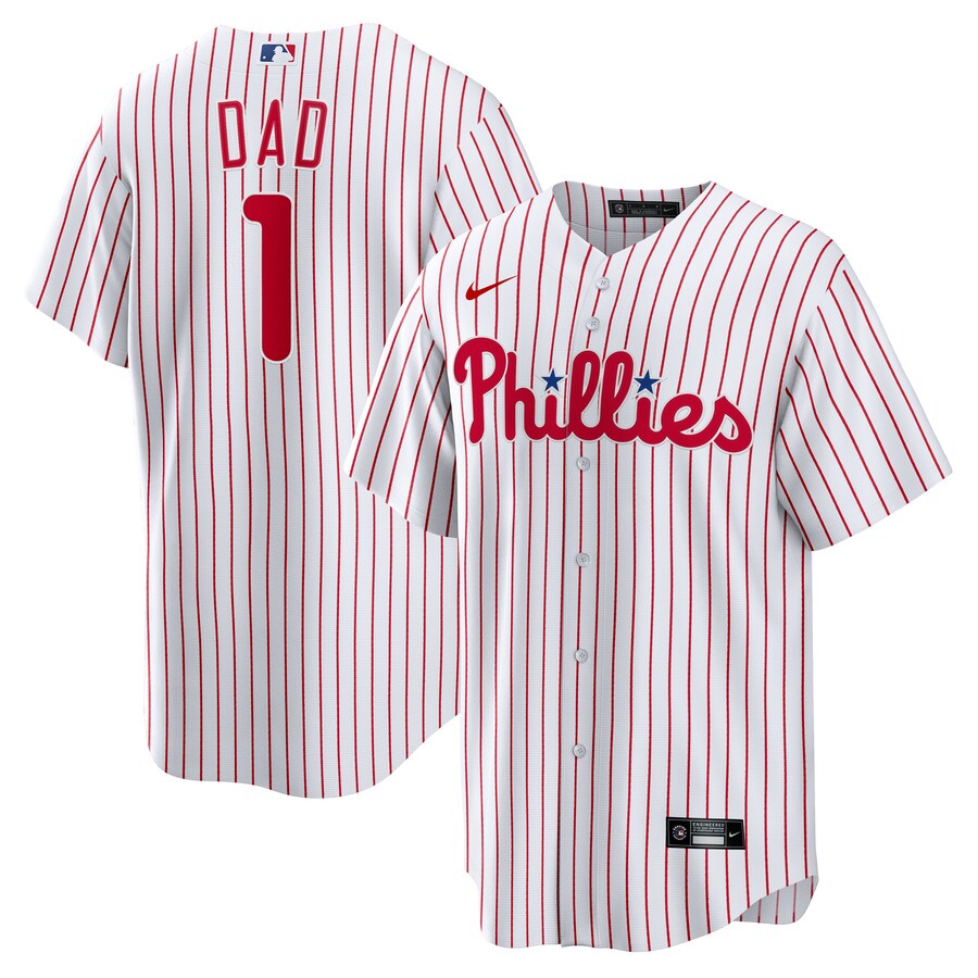Men's Philadelphia Phillies Nike White #1 Dad Home Replica Jersey