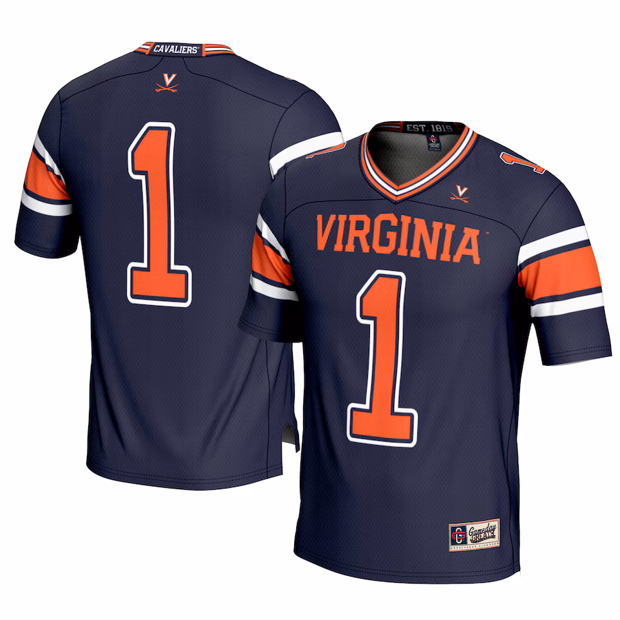 Men's GameDay Greats #1 Navy Virginia Cavaliers Football Jersey