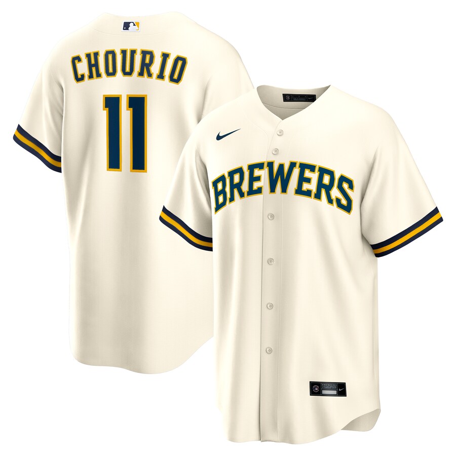 Men's Milwaukee Brewers Jackson Chourio Nike Cream Home Replica Jersey