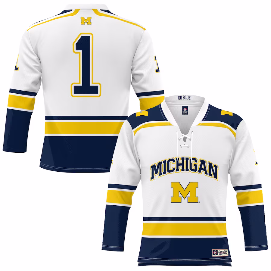 #1 Michigan Wolverines GameDay Greats Hockey Jersey - White