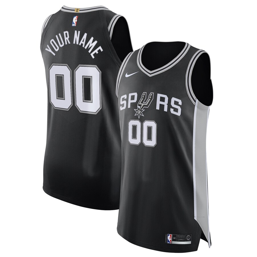 Men's San Antonio Spurs Nike Black Authentic Custom Jersey - Icon Edition