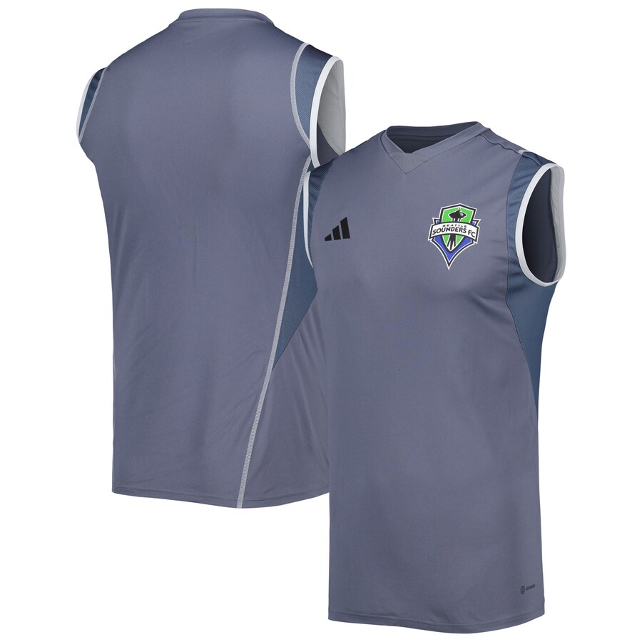 Men's Seattle Sounders FC adidas Gray 2023 On-Field Sleeveless Training Jersey