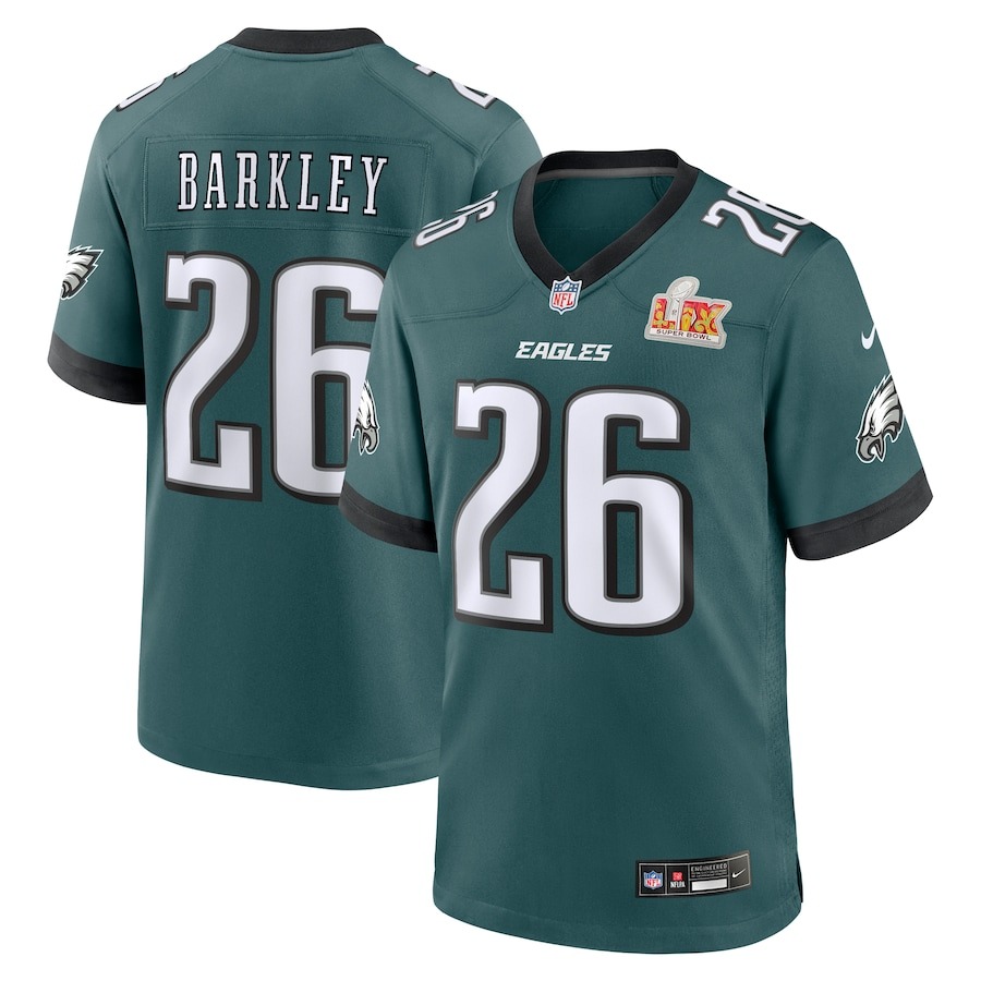 Men's Philadelphia Eagles Saquon Barkley Nike Midnight Green Super Bowl LIX Game Player Jersey