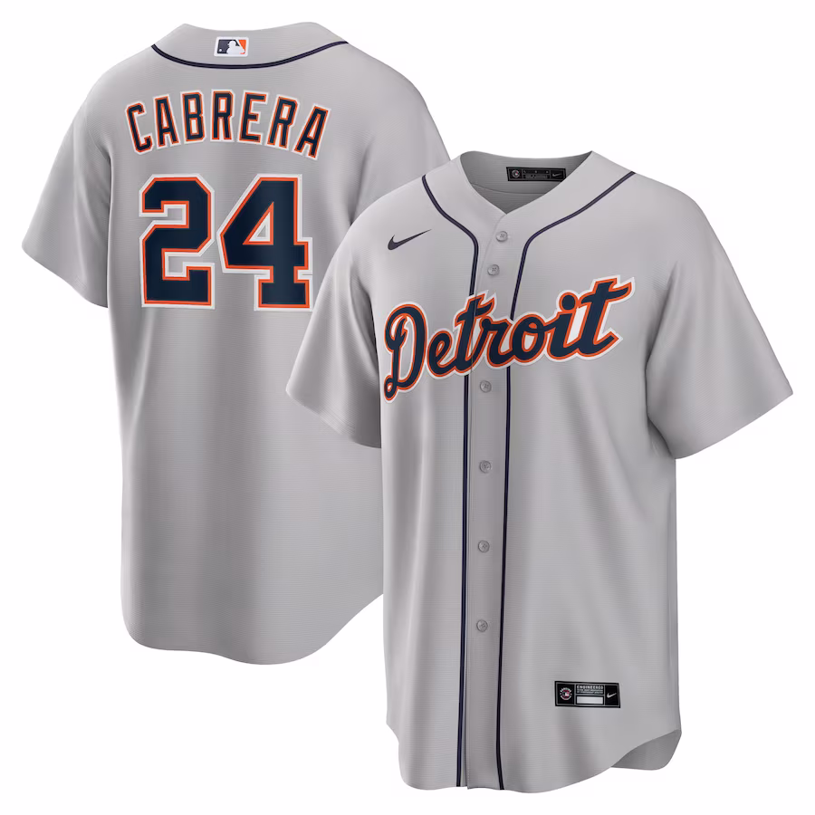 Men's Detroit Tigers Miguel Cabrera Nike Gray Road Replica Player Name Jersey