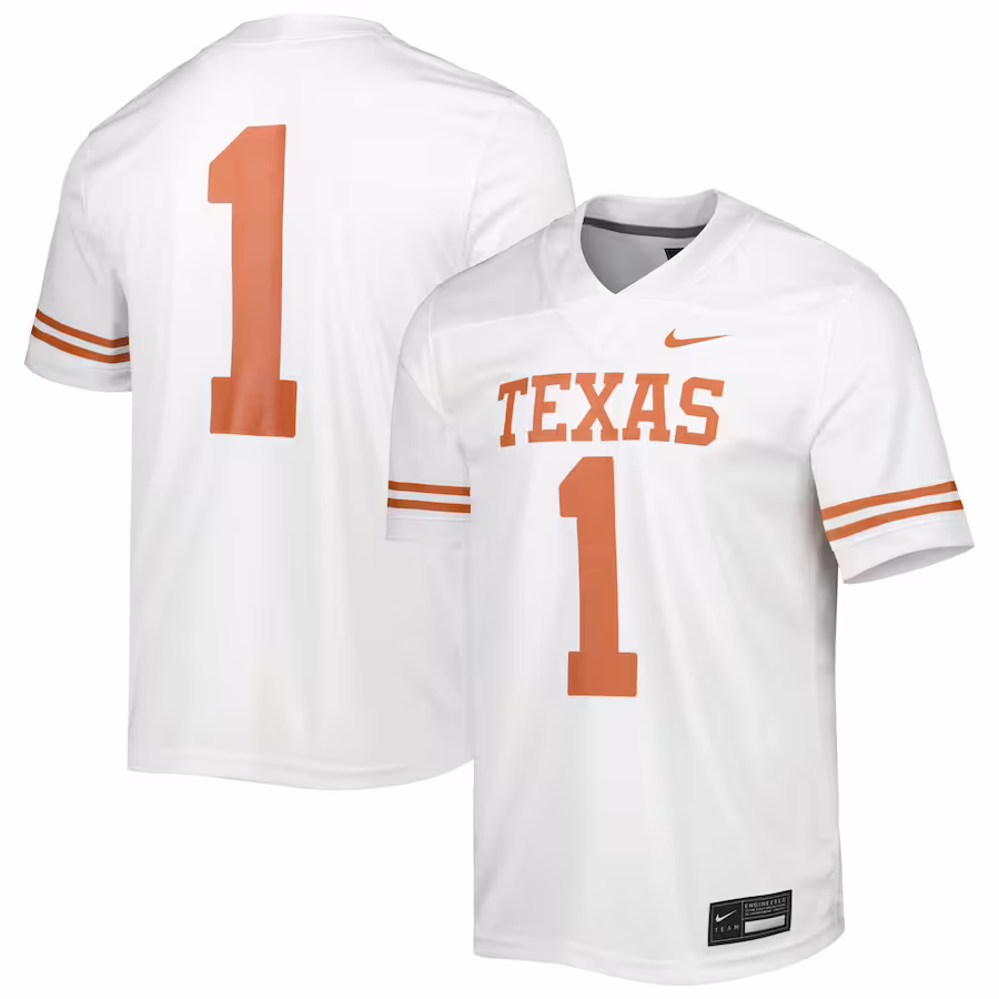 Texas Longhorns Nike #1 Away Game Jersey - White