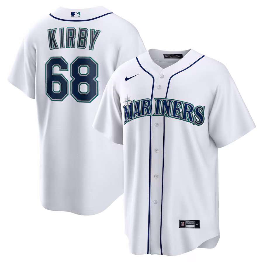 Men's Seattle Mariners George Kirby Nike White Home Replica Jersey