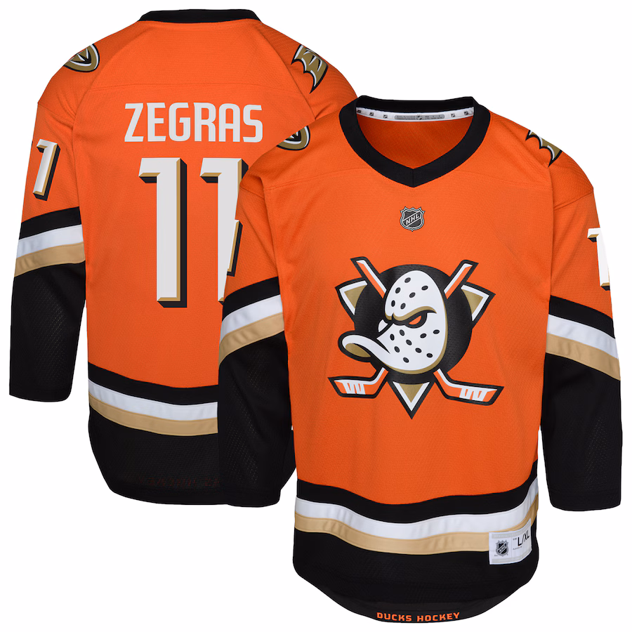 Youth Anaheim Ducks Trevor Zegras Orange Replica Player Jersey