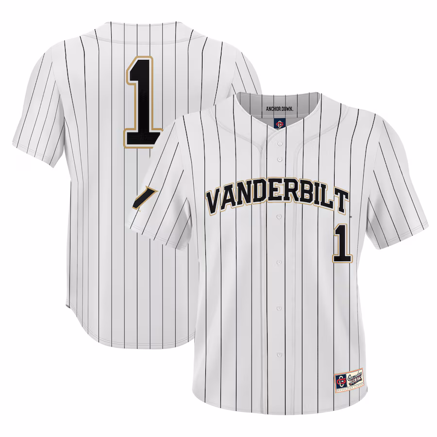 #1 Vanderbilt Commodores GameDay Greats Lightweight Baseball Jersey - White