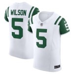 Men's New York Jets Garrett Wilson Nike White Classic Alternate Vapor F.U.S.E. Elite Jersey