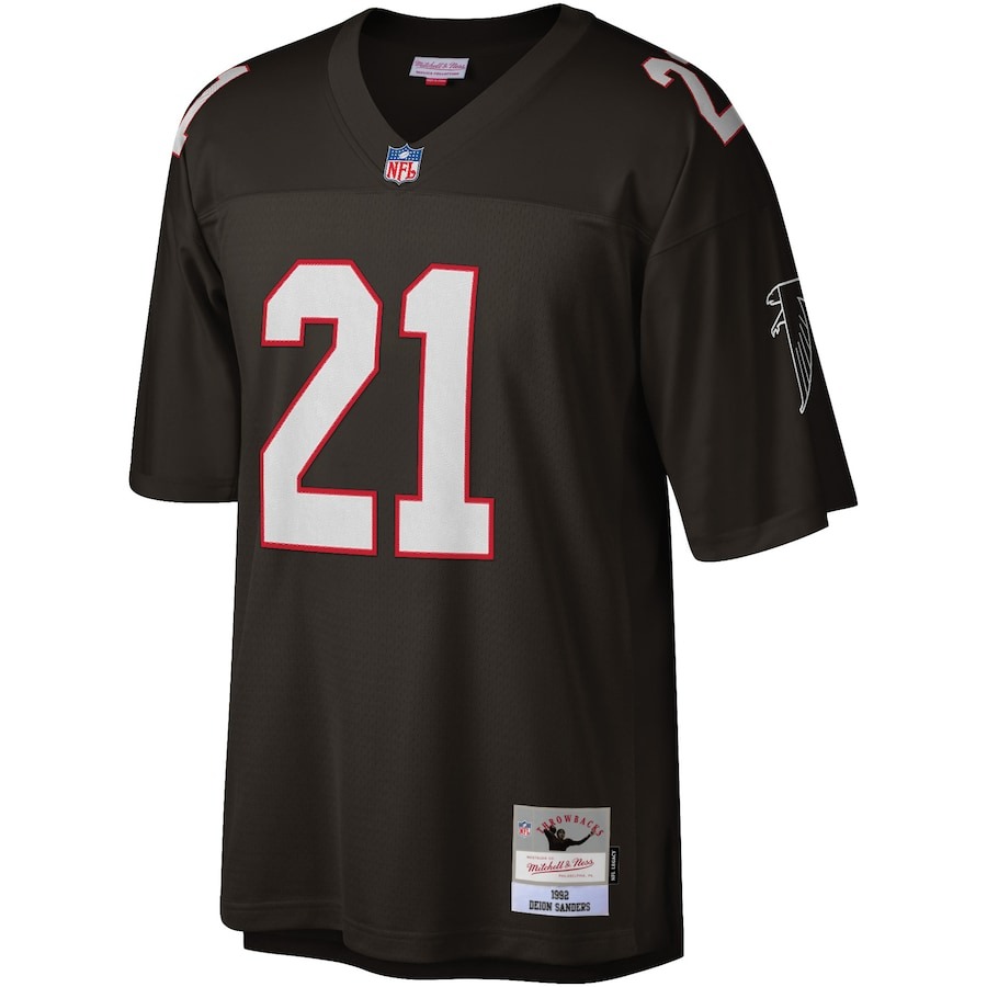 Men's Atlanta Falcons Deion Sanders Mitchell & Ness Black Legacy Replica Jersey