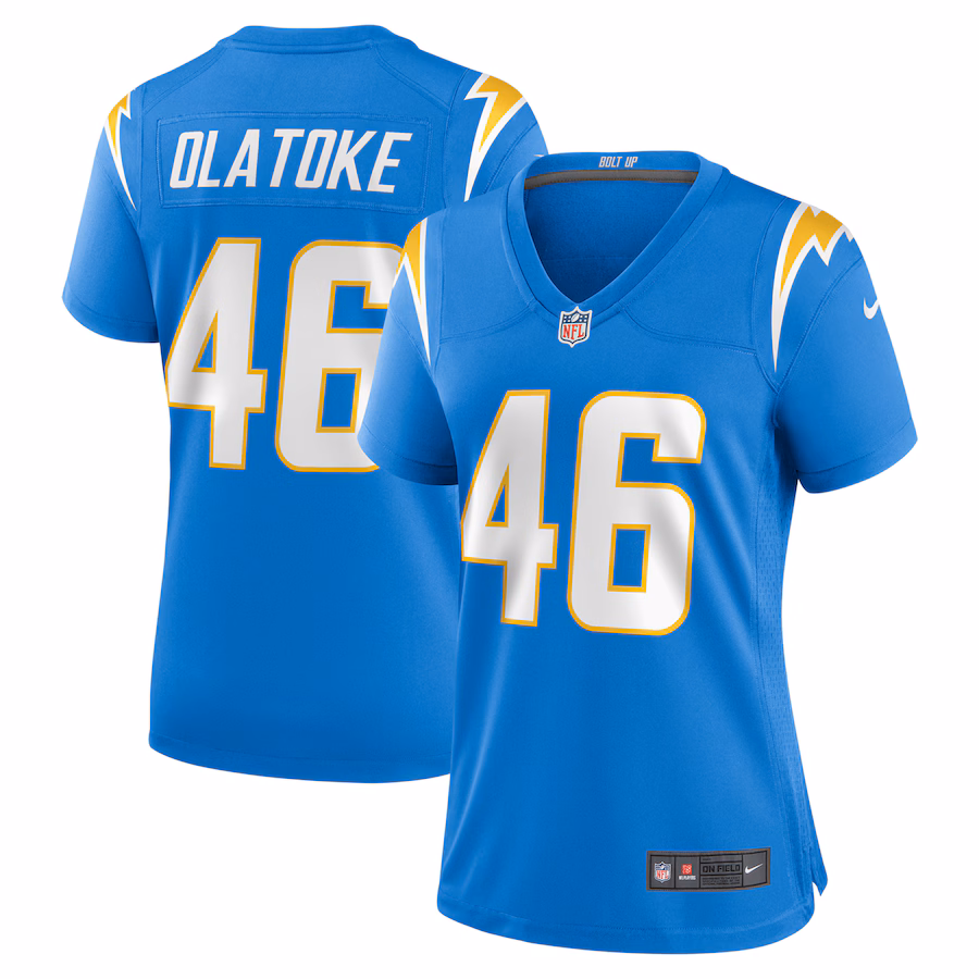 Women's Los Angeles Chargers Praise Olatoke Nike  Powder Blue Team Game Jersey