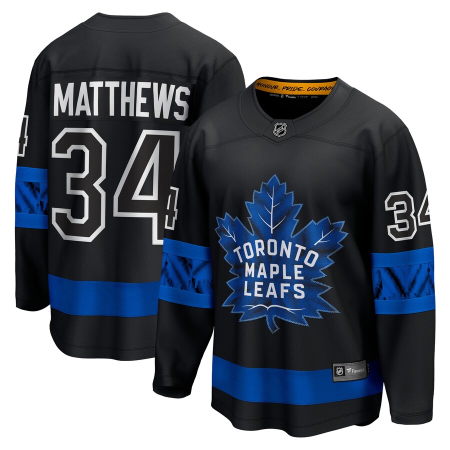 Men's Toronto Maple Leafs Auston Matthews Fanatics Branded Black Alternate Premier Breakaway Reversible Player Jersey