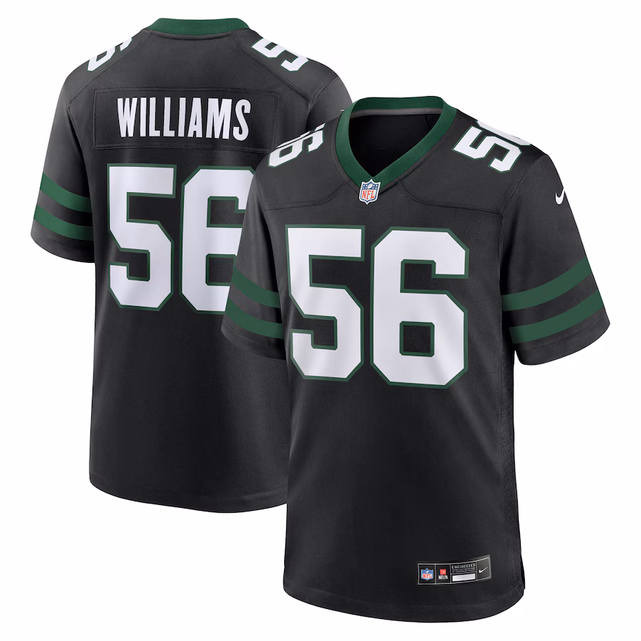 Men's New York Jets Quincy Williams Nike Legacy Black Alternate Game Jersey
