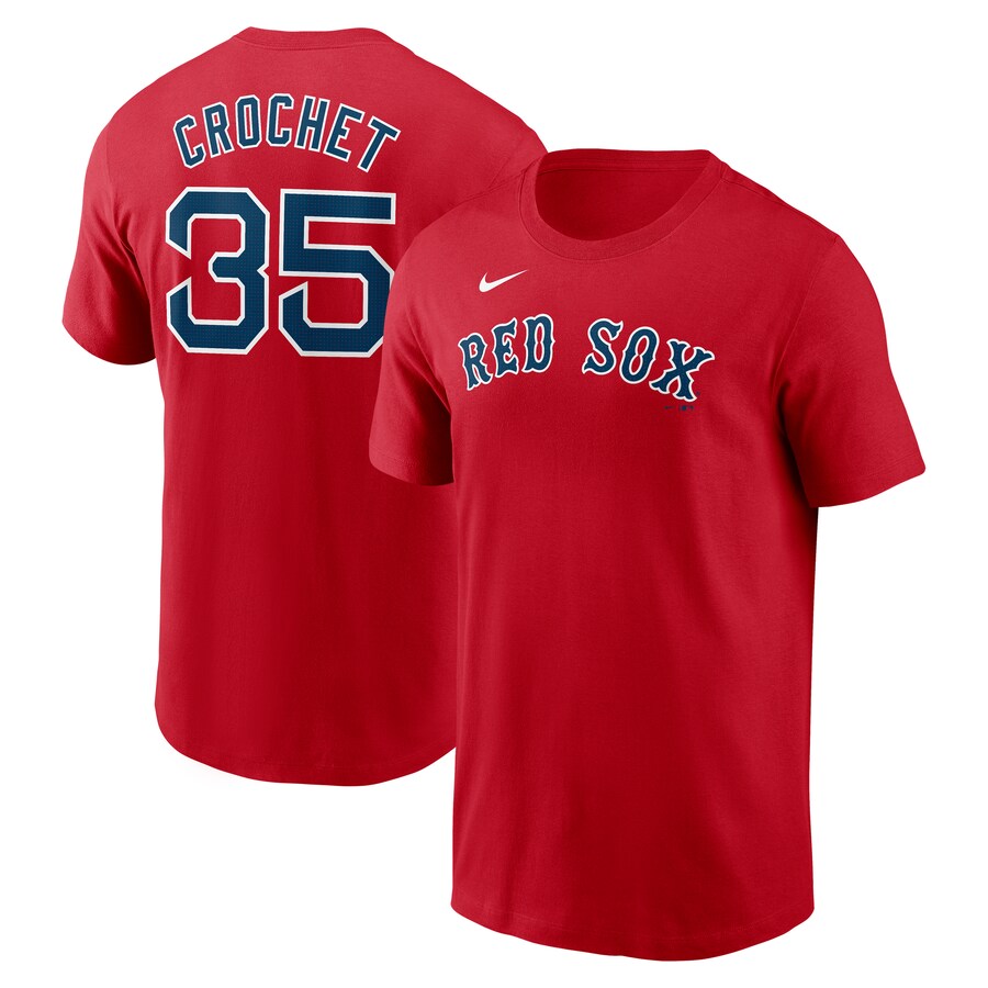 Men's Boston Red Sox Garrett Crochet Nike Red Fuse Name & Number T-Shirt