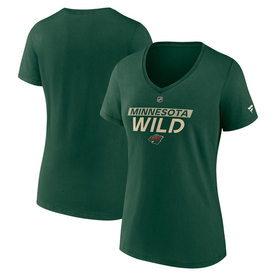Women's Minnesota Wild Fanatics Green Authentic Pro Core Primary V-Neck T-Shirt