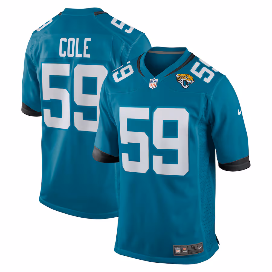 Men's Jacksonville Jaguars Myles Cole Nike Teal Team Game Jersey