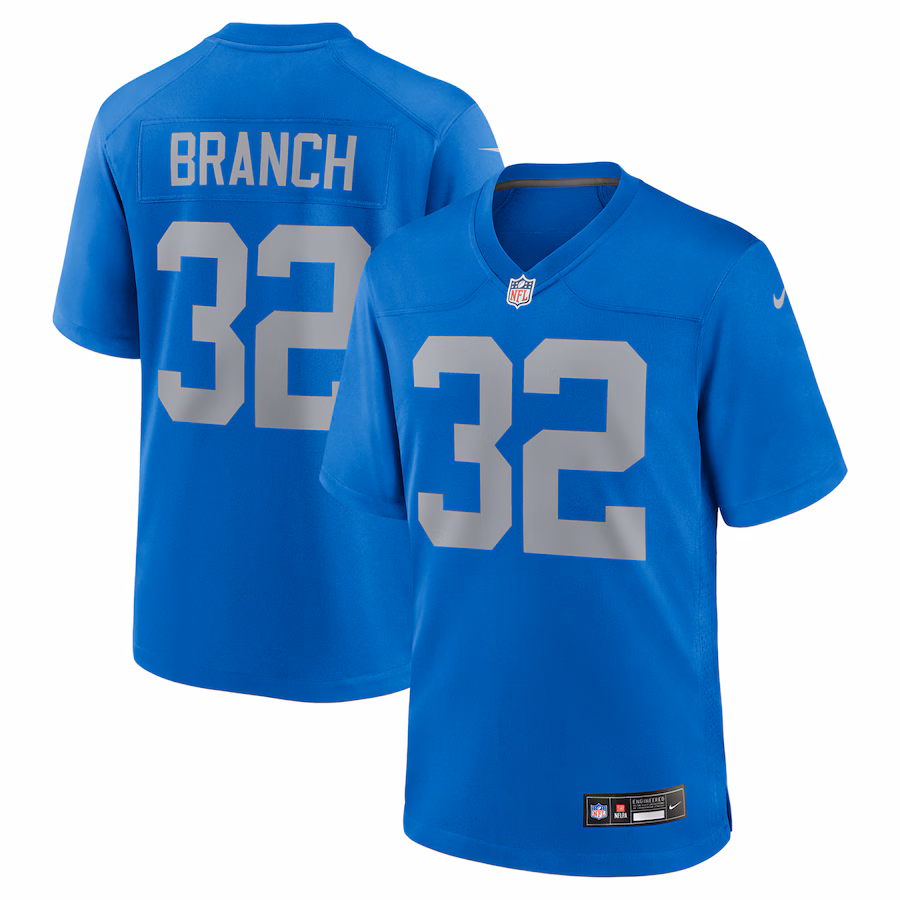Men's Detroit Lions Brian Branch Nike Blue Alternate Game Jersey
